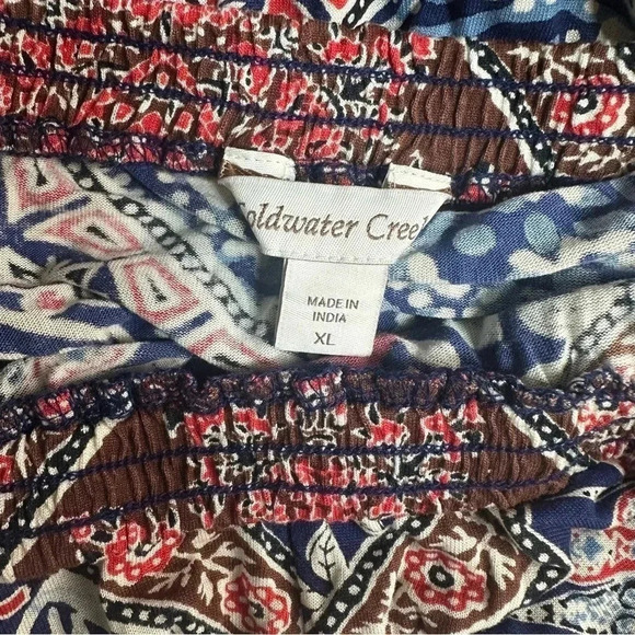 Coldwater Creek XL Skirt multicolor boho patchwork print long elastic waist Boho - Picture 5 of 6